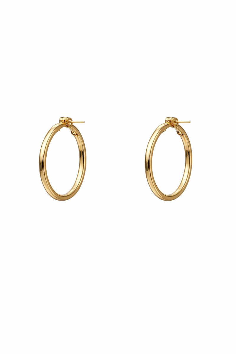 Brinco Argola Lisa Média Banhado a Ouro 18K Feminino