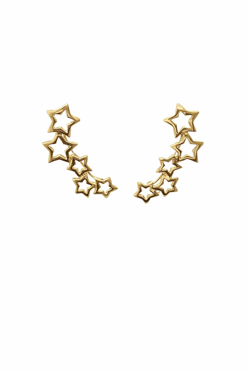 Brinco Ear Cuff Estrelas Banhado a Ouro 18K Feminino