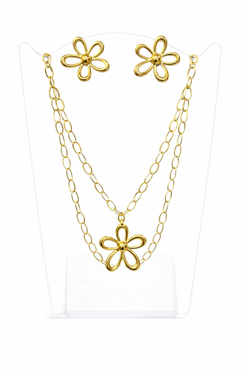 Conjunto Margarida Banhado a Ouro 18K Feminino