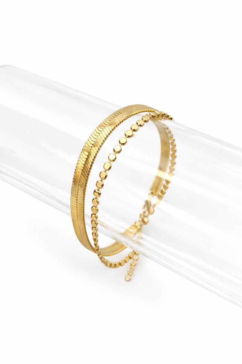 Pulseira Dupla Fita Piton Feminino - Semijoia Banhada a Ouro 18K