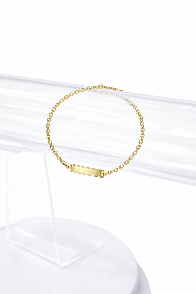 Pulseira Infantil Elo com Plaquinha - Semijoia Banhada a Ouro 18K