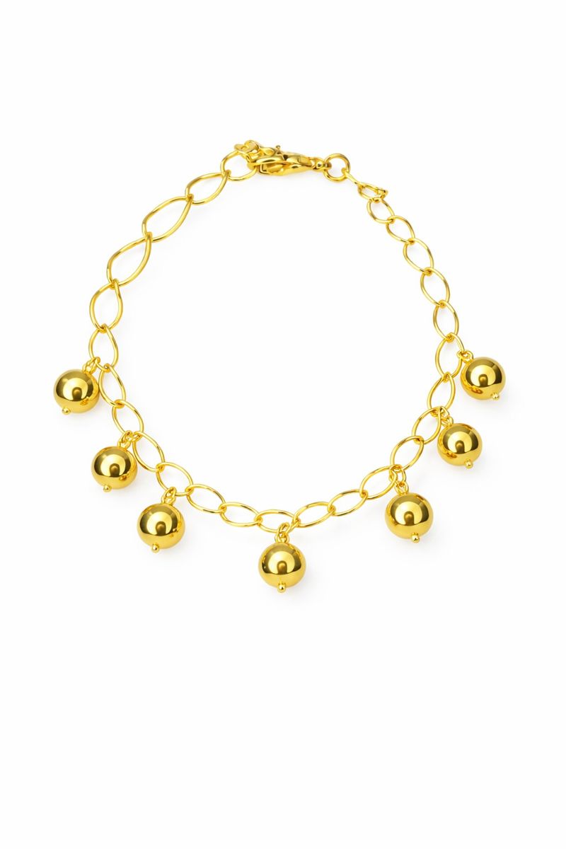 Pulseira Esferas Douradas Feminino - Semijoia Banhada a Ouro 18K