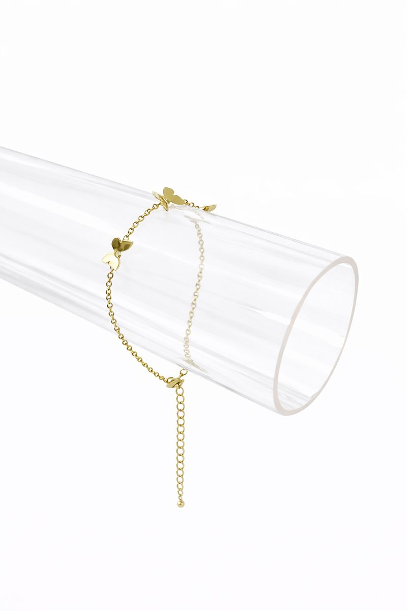 Pulseira Trio Borboletas Feminino - Semijoia Banhada a Ouro 18K