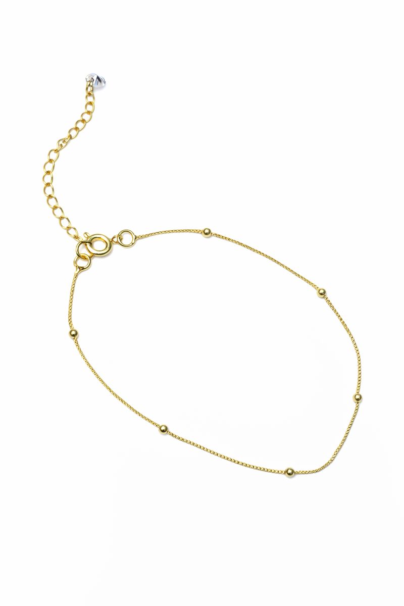 Tornozeleira Veneziana Bolinhas Feminino - Semijoia Banhada a Ouro 18K